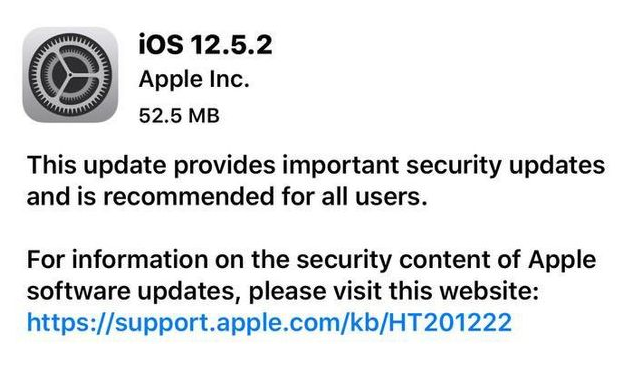 海棠苹果手机维修分享iOS12.5.2发布，建议所有老苹果用户安装 
